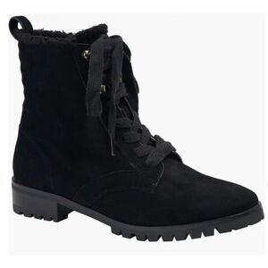 Kate Spade Raegan Shearling Lug Sole Lace-Up Suede Boots in Black NWOB Size 5B